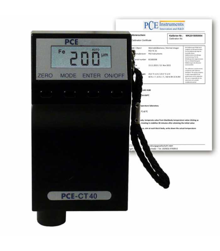 PCE Instruments PCE-CT 40 [PCE-CT 40-ICA] Ultrasonic Coating Thickness Gauge w/ ISO Calibration Certificate